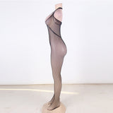 Halter Sexy Neck Open Back Netted Bodystocking