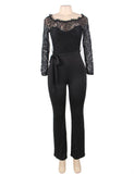 Falling Shoulder Lace Stitching Fashion Jumpsuit Egypt