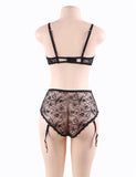 Plus Size Lace Open Bust Bra And Garter Panty Set Egypt With Steel Ring