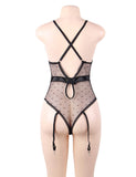 Plus Size Egypt Satin Lace Stitching Teddy With Garter