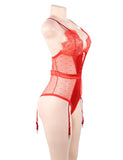 Plus Size Egypt Satin Lace Stitching Teddy With Garter