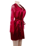 Eyelash Lace Nightdress Silk Long Sleeves Sleepwear Egypt with G String