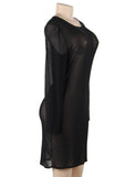 Plus Size Black Sexy Fashion Perspective Gauze Long Sleeve Women Dress Egypt