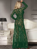 Black & Maroon & White & Green Delicate Lace Long Sleepwear Egypt Gown