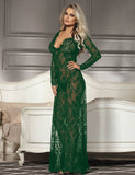 Long Nightdress With Thong Sexy See-through V Neck Sleepwear Egypt