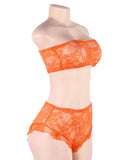 Plus Size Perspective High Waist Orange Full Lace Bra and Panty Set