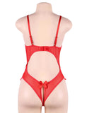 New Black & Red Open Cup Crotchless One-piece Teddy