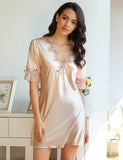 Fashionable Silk Embroidery Casual Nightdress Egypt
