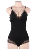 Crotch Openable Stretchy Plus Size Modal Egypt Lace Bodysuit