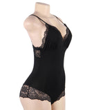 Crotch Openable Stretchy Plus Size Modal Egypt Lace Bodysuit