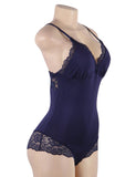 Crotch Openable Stretchy Plus Size Modal Egypt Lace Bodysuit