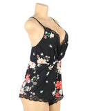 Floral print V-neck Backless Pajama Egypt Romper Onesies For Women