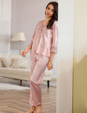 High Quality Long Sleeve Silk Pajama Egypt Set Two Piece Set in