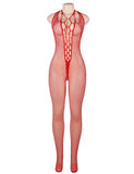 Halter Sexy Neck Open Back Netted Bodystocking