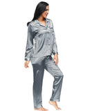 New Long Sleeve Silk Pajamas Set Two Piece Set