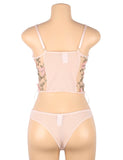 New Pink & Gray & Red Butterfly Pattern Embroidery Mesh Lingerie Set With Underwire