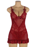 Sexy Red & Purple & Black & White Slim Deep V Neck Lace Sleepwear Egypt With Thong