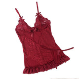 Sexy Red & Purple & Black & White Slim Deep V Neck Lace Sleepwear Egypt With Thong