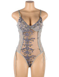 New Exquisite Embroidery Mesh Bodysuit With Underwire
