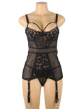 Plus Size Black Delicate lace Stitching Babydoll Egypt With Underwire