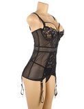 Plus Size Black Delicate lace Stitching Babydoll Egypt With Underwire