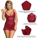 Sexy Red & Purple & Black & White Slim Deep V Neck Lace Sleepwear Egypt With Thong