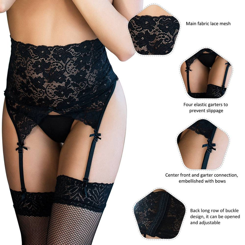 Black Sexy Lace Garter Panty