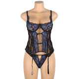 Sexy Lace Stitching Gartered Lingerie Egypt Set With Underwire