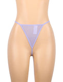 Sexy Purple Back Slit Embroidery Transparent Mesh Babydol