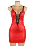 New Sexy Bag Hip Tight Nightclub Red Leather Skirt With Farawlaya