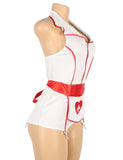 Sexy White Halter Apron Hear Wear Shoulder Emblem Decoration Nurse Costume Egypt