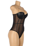 One Piece Metal Strap See Through Underwire Bodysuit