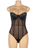 One Piece Metal Strap See Through Underwire Bodysuit