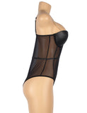 One Piece Metal Strap See Through Underwire Bodysuit