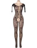 Fishnet & Lace Crotchless Floral Black Bodystockings Egypt