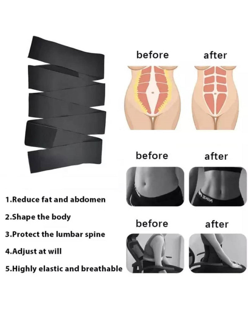 Black Nylon Magic Sticks Waist Wrap Shapper