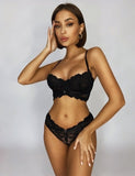 Floral Lace Adjustable Strap Underwire Bra Set Egypt