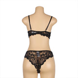 New Pink & Black Floral Lace Adjustable Strap Underwire Bra Set
