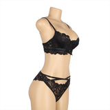 New Pink & Black Floral Lace Adjustable Strap Underwire Bra Set