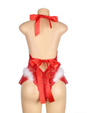 Sexy Egypt Red Christmas Type Lace Halter Teddy Lingerie