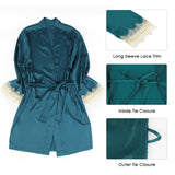 Green Silk Satin Lace Splice Sexy Women Two-piece Home Pajamas Egypt