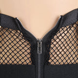 Black Mesh Bra Top Zipper Front Backless Dress Sexy Egypt Costume