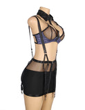 Black Mesh Bra Top Zipper Front Backless Dress Sexy Egypt Costume