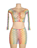Lingerie Colorful Long Sleeve Two Piece Fishnet Bodystocking Egypt