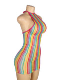 Sexy Colorful Hollow Out Bodystocking Dress