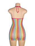 Sexy Colorful Hollow Out Bodystocking Dress