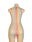 Colorful Egypt High Collar Sleeveless Fishnet Bodystocking