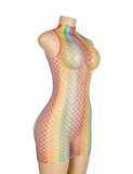 Colorful High Collar Sleeveless Fishnet Bodystocking Egypt