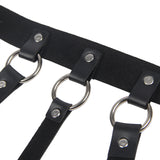 Wild black leather chest punk bondage Egypt belt with chain