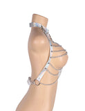 Silver Leather Egypt Chest Harness Straps Bras Chain BDSM